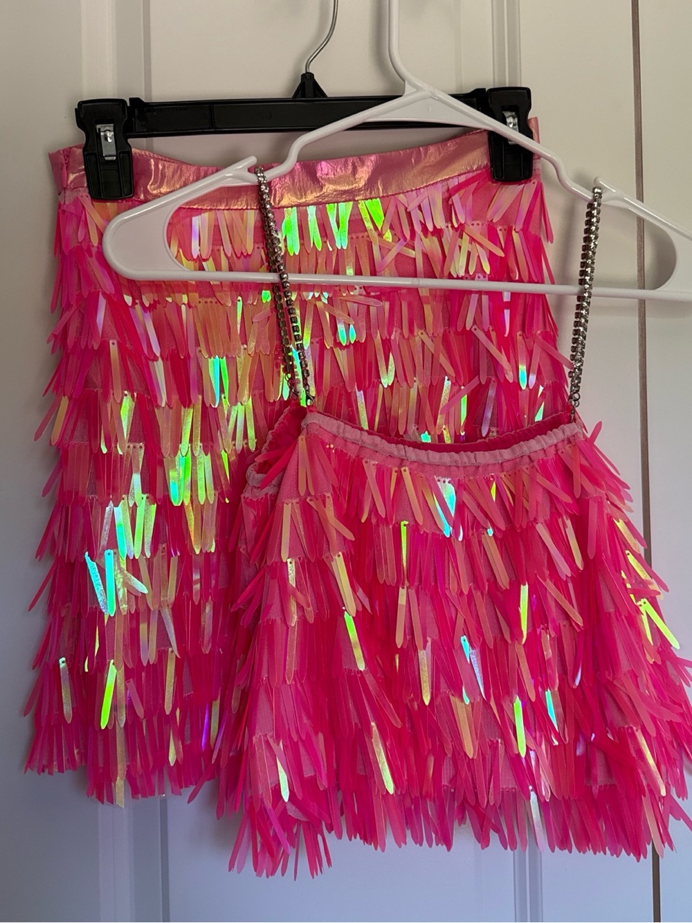 Queen Of Sparkles Hot Pink Sequin Fringe Mini Set - Women